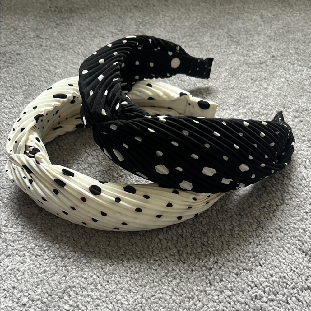 Anthropologie Black and White Polka Dot Headbands